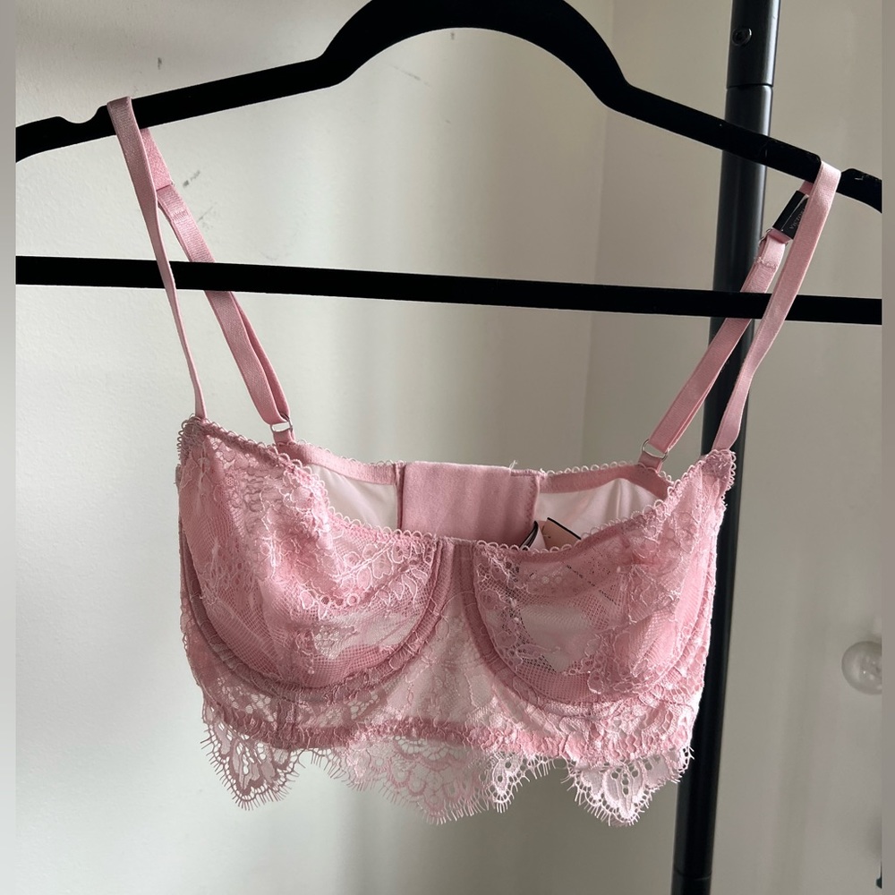 Elegant Pink Lace Bralette